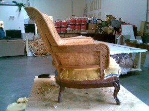 Chair re-upholstered for a Boca Raton client