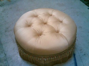 custom Ottoman we upholstered from scratch for client in Boca Raton
